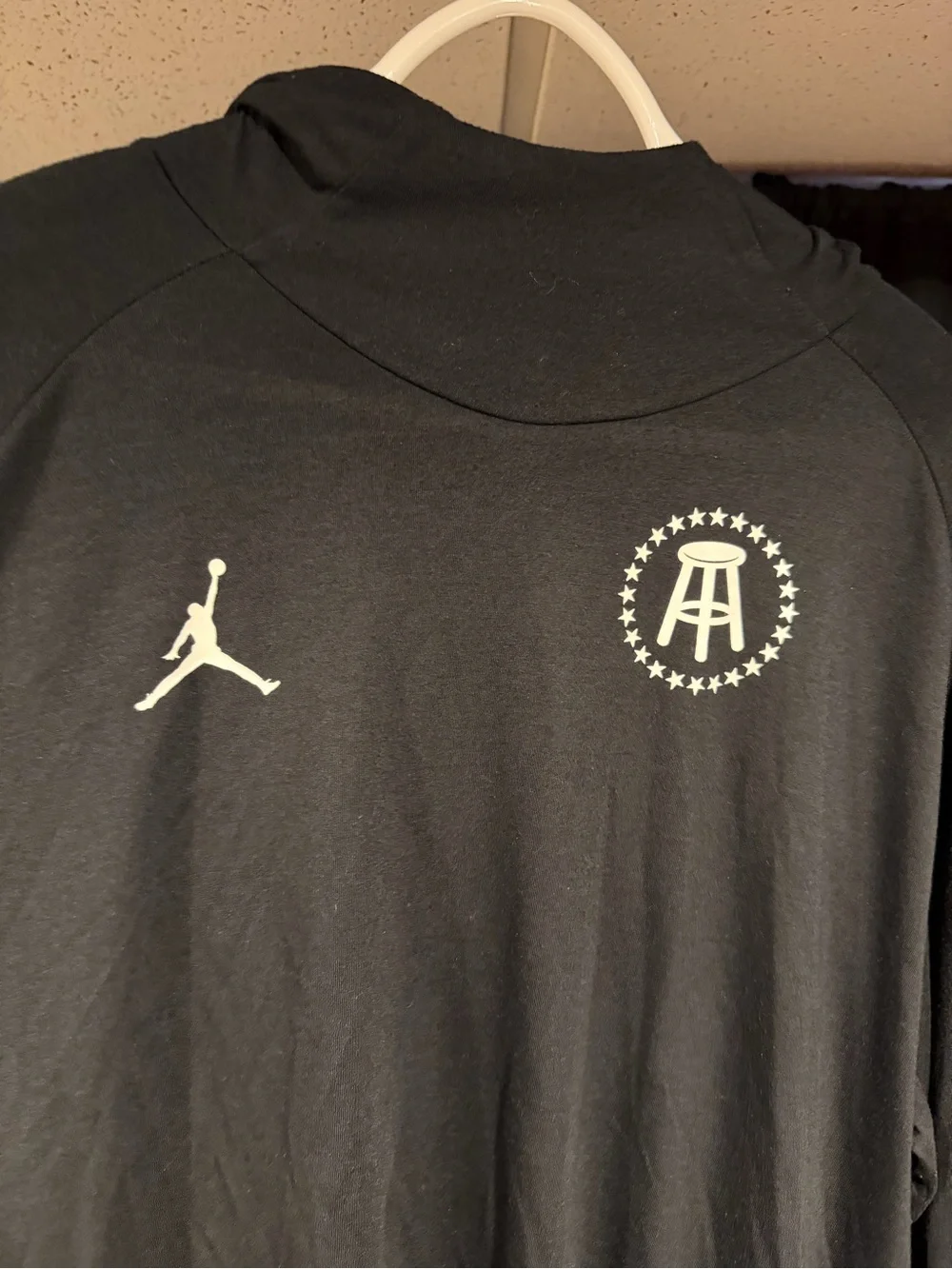 Jordan Black Long-Sleeve Pullover with White Jumpman and Logo